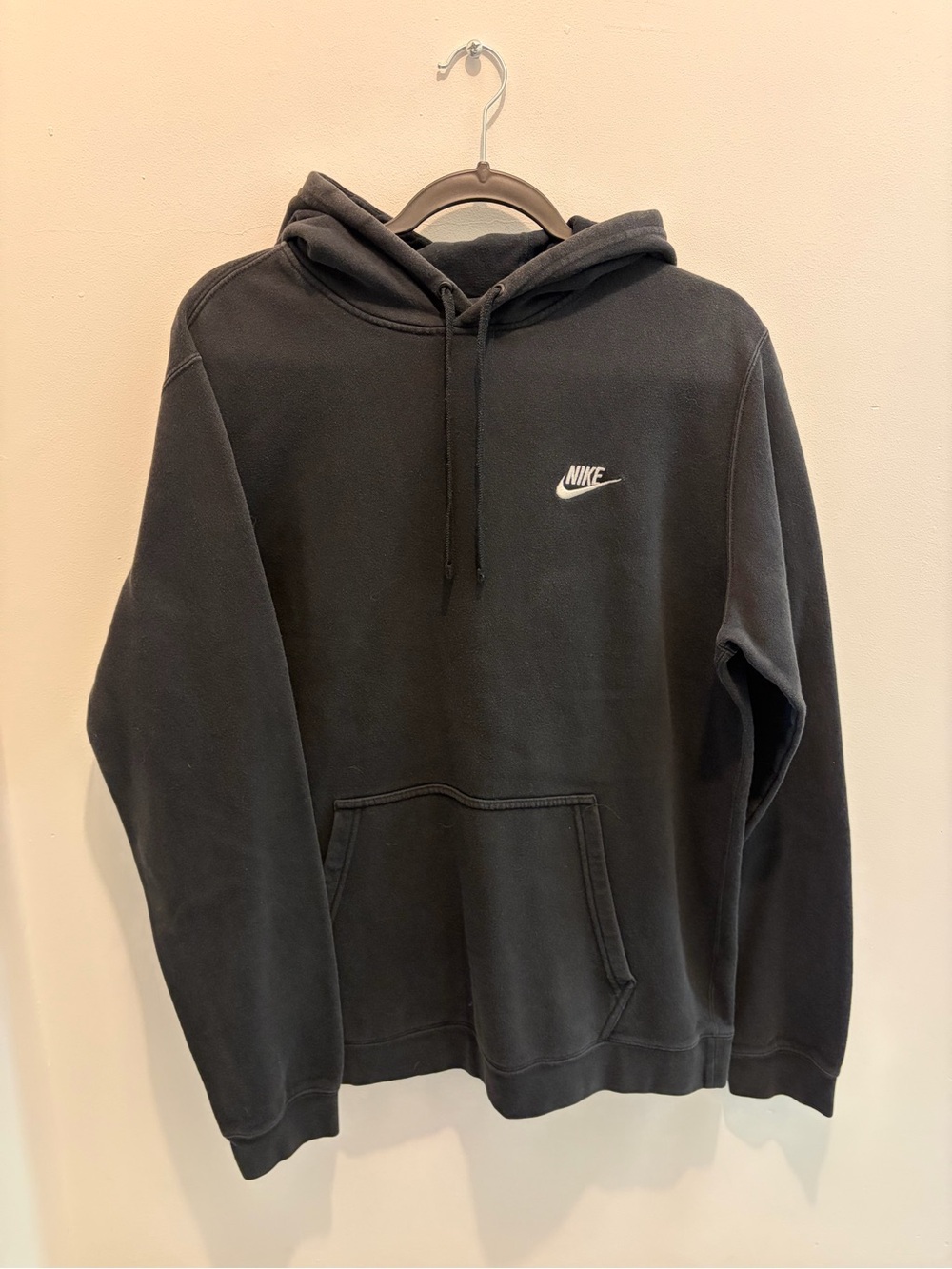 Nike Black Pullover Hoodie with Small White Swoosh